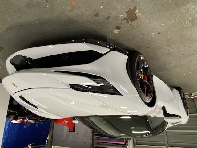 Ferrari in satin white with paint protection film